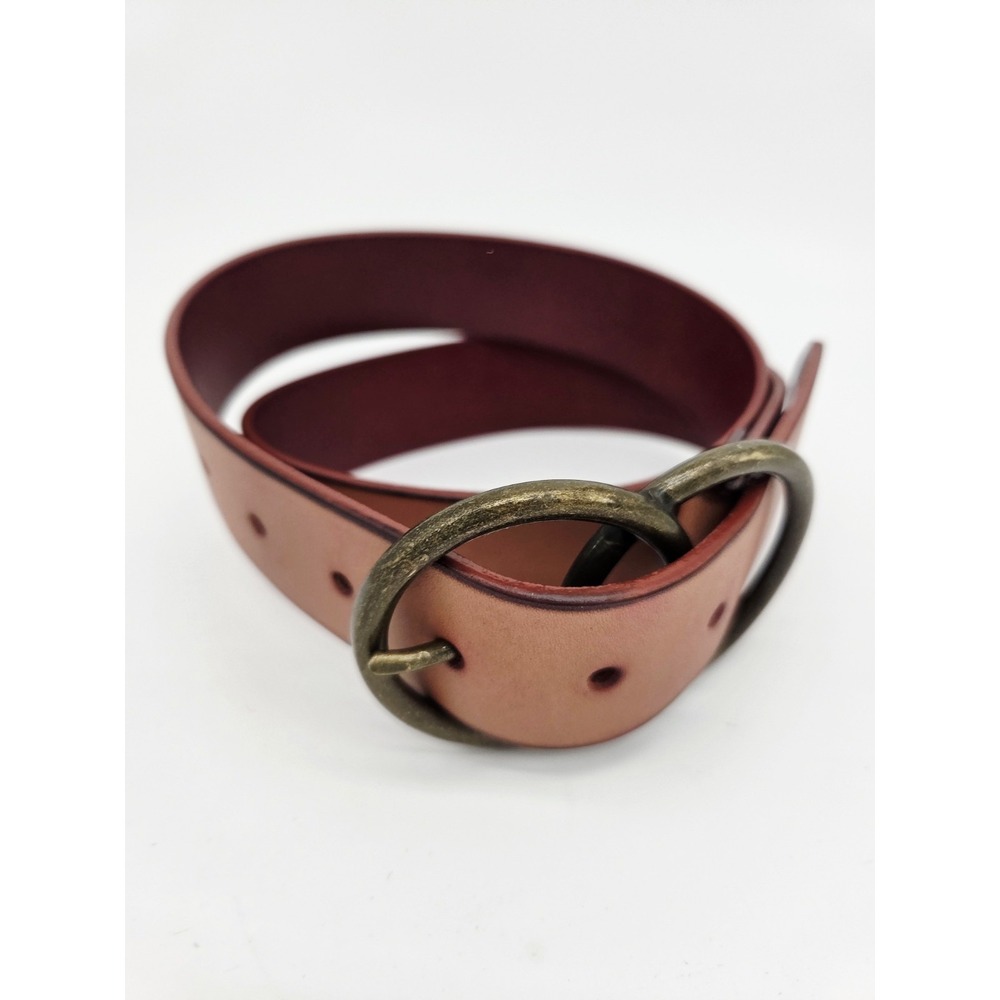 Natural Life Women's Vegan Leather Belt Brown Brass Buckle 32"-36" Length 41"